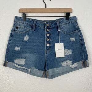 KanCan Distressed Jovanna High Rise Button Fly Denim Shorts NWT Size 11/29